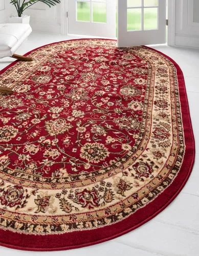 Vista 81 de Unique Loom Sialk Hill Collection - Alfombra de área Washington (6' 1" x 9' Rectángulo Burdeos/Crema)