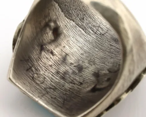 Vista 6 de Anillo Navajo 0.925 de plata natural azul turquesa artista nativo C.1980's, Plata 925, plata de ley, piedra preciosa, metal, turquesa