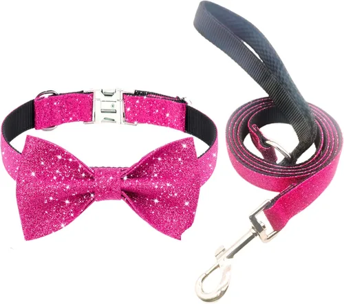 Vista 8 de Collar de perro Jumpress para niño azul con lazo, collar de pajarita con brillo para cachorros, perros pequeños y medianos, collar de perro lindo