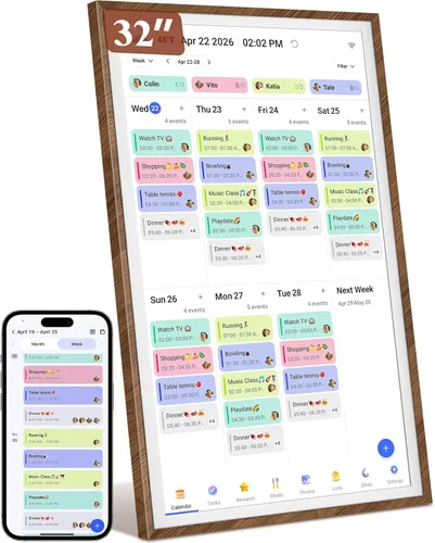 Vista 15 de Calendario digital inteligente de 10.1" con gráfico de tareas y pantalla 10.1-negro