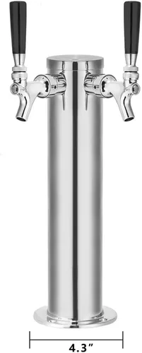 Vista 2 de TMCRAFT Dispensador de torre de cerveza de barril de doble grifo, kit dispensador de torre de cerveza de acero inoxidable pulido con tubo premontado