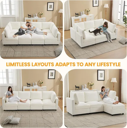 Vista 6 de Sofá cama modular modular, sofá de 8 plazas Cloud de 116 pulgadas con Beige
