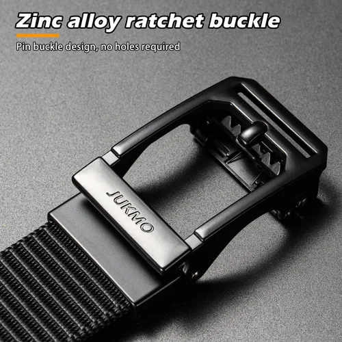 Vista 8 de JUKMO Cinturón táctico de trinquete para hombre, cinturón de trabajo de correa de nailon de 1.5" con hebilla deslizante automática, ajustable