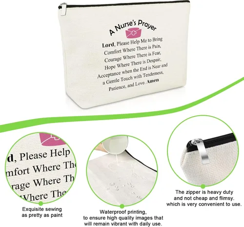 Vista 4 de Regalos inspiradores para enfermeras, bolsas de maquillaje para enfermeras, regalos de entrenamiento para mujeres, bolsa de cosméticos