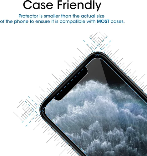 Vista 3 de TechMatte Protector de pantalla de vidrio para iPhone 11 Pro, iPhone XS/X con bandeja de fácil instalación, vidrio templado, paquete de 3 9H Drop