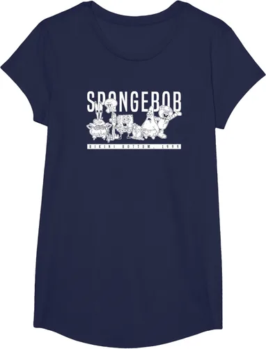 Vista 27 de Bob Esponja Vintage Group Simple Logo Camiseta, Negro