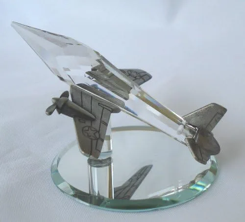 Vista 3 de Avión de peltre y cristal fabricado con cristal