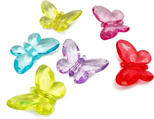 Vista 2 de Cristales acrílicos con diseño de mariposas de dibujos animados de colores surtidos para rellenos de jarrones, dispersión de mesa, recuerdo