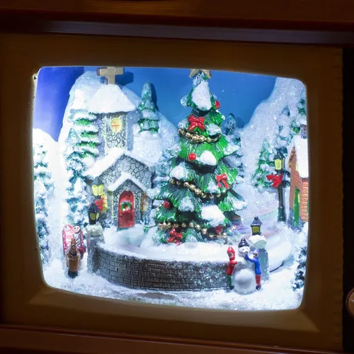 Vista 2 de Roman Retro Action Musicals TV iluminada con musical de Navidad antiguo.