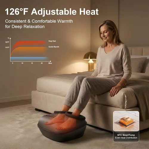 Vista 4 de Nekteck Masajeador de pies con calor [2026 actualizado], máquina eléctrica de masaje de pies Shiatsu para circulación, fascitis plantar