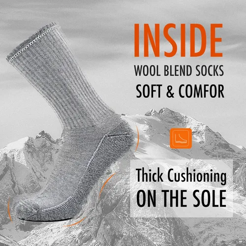 Vista 4 de KitNSox Paquete de 14 calcetines de lana merina para hombre y mujer, calcetines para senderismo y correr, cálidos, gruesos, acolchados, para caminar