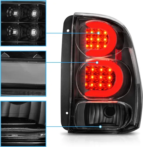 Vista 4 de AmeriLite Par de luces traseras de tubo LED tipo C para Chevy Trailblazer/EXT 2002-2009 - Lado del conductor y del pasajero
