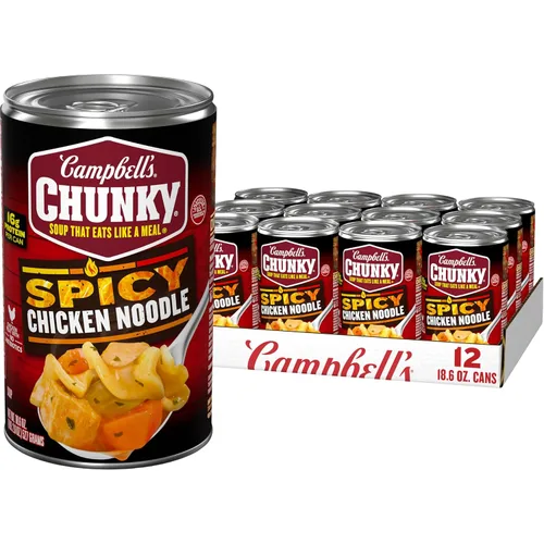 Vista 12 de Campbell's Chunky Sopa, sopa picante de fideos con pollo, lata de 18.6 oz