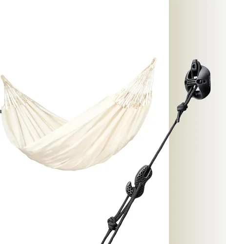 Vista 21 de LA SIESTA Brisa - Hamaca clásica colgante, hecha a mano, resistente a la intemperie, resistente a roturas para relajación en interiores y Almendra