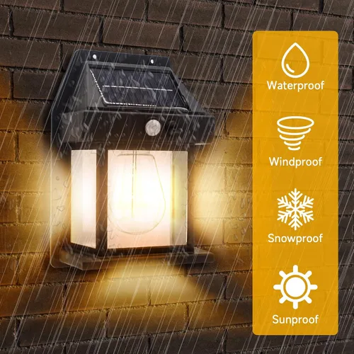 Vista 6 de Luces solares impermeables al aire libre, 3 modos de luz de seguridad con sensor de movimiento del atardecer al amanecer, luces de pared alimentadas