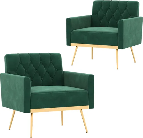 Vista 12 de KOMFOTT Velvet Accent Chair, Modern Tufted Arm Chair (1,Blue)