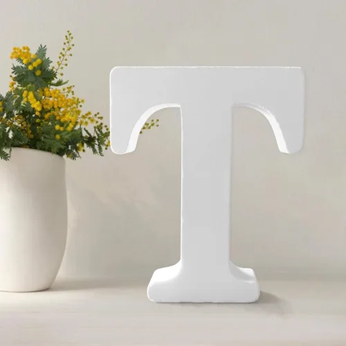 Vista 21 de Letras de madera de 4.3 pulgadas, letras blancas de madera sin terminar para injerto, letras de madera para decoración de pared, letras pie