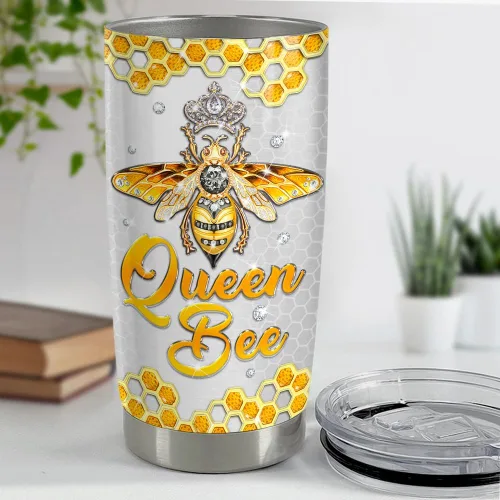 Vista 4 de SANDJEST Vaso Térmico de Abeja 20oz con Dibujos de Joyería, Vasos Térmicos Aislados de Acero Inoxidable, Regalos para Mujeres y Niñas, Taza de Café