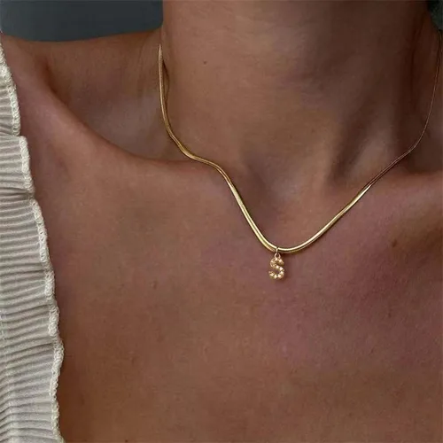 Vista 2 de Collares de oro para mujer, a la moda, delicados collares chapados en oro de 18 quilates para mujer, collar de cadena de espiga