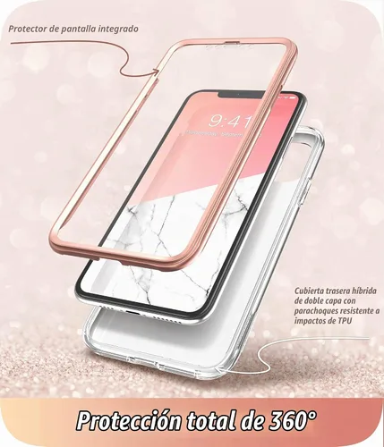 Vista 2 de i-Blason Cosmo Series - Funda para iPhone 11 (versión 2019), funda protectora delgada de cuerpo completo con protector de pantalla integrado Mármol
