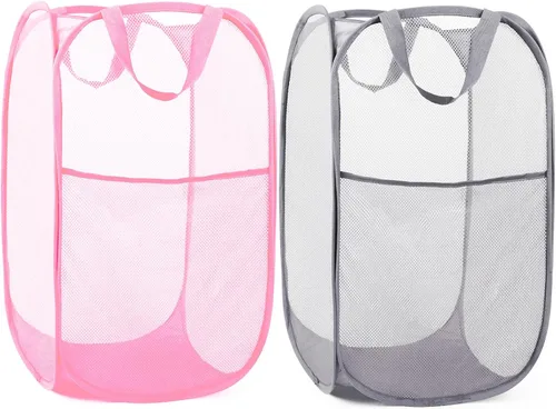 Vista 11 de Cestas plegables duraderas para lavandería, cesta desplegable resistente a desgarros para lavandería, cesta de ropa plegable con asas de transporte