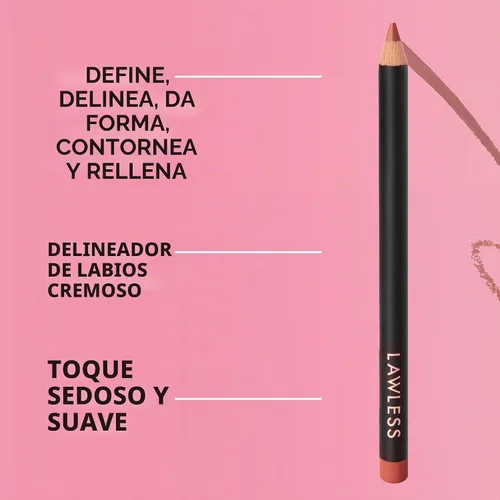 Vista 3 de Lawless Forget the Filler Definer Liner - Canela - Delineador de labios premium con ingredientes naturales para proporcionar un aspecto suave con un