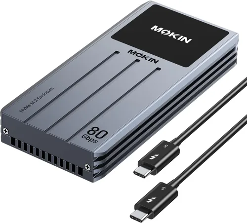 Vista 10 de Carcasa M.2 NVMe, carcasa SSD M.2 de 40 Gbps compatible con M4/Pro/Max MacBook Mac Mini, compatible con SSD tamaño 2230/2242/2260/2280 B+M M-Key
