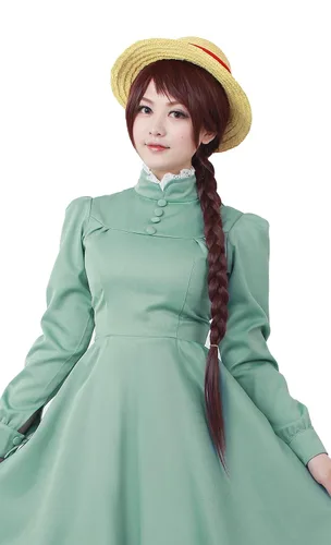 Vista 4 de miccostumes Peluca de cosplay de anime para mujer, pelo sintético largo (marrón)