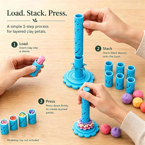 Vista 4 de Promted Flower Modular Clay Bloom Maker con 9 mangas moldeadoras Azul