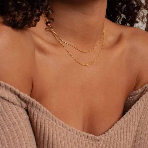 Vista 63 de Collares en capas para mujer, chapados en plata, delicada cuerda torcida de serpiente, delicado collar en capas, gargantilla de diferentes