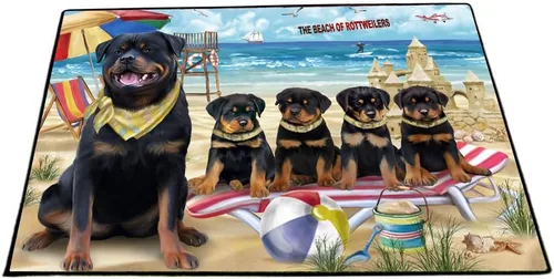 Vista 12 de Doggie of the Day Rottweiler Dogs Floor Mat - 4th of July Independence Day - Best Dog Doormat - Protector Decor - Unique Portrait Art - Premium