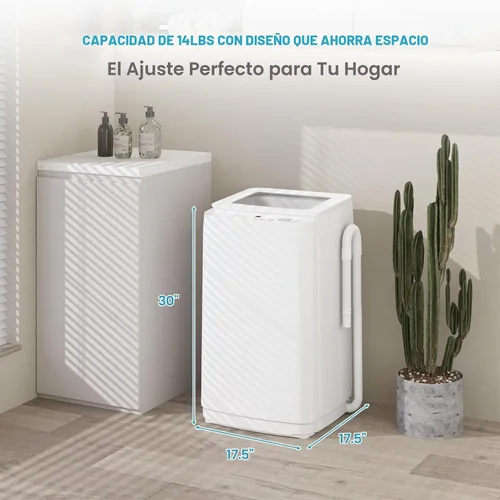 Vista 3 de Zynkez Lavadora portátil de 14 libras, lavadora portátil totalmente automática con 10 programas, 3 niveles de agua, bomba de drenaje, lavadora