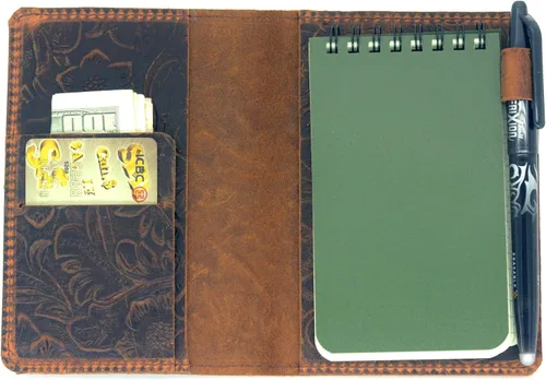 Vista 7 de JJNUSA Funda de cuero compatible con cuadernos Rite in the Rain en espiral, funda de cuero genuino envejecido para cuaderno encuadernado 3 x 5 Marrón