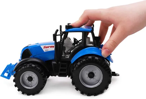 Vista 2 de Toyland Tractor agrícola accionado por fricción con sombrero de apertura, disponible en rosa, azul, rojo y verde (azul)