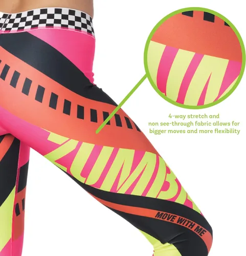 Vista 2 de ZUMBA Leggings de cintura ancha jacquard para entrenamiento de danza para mujer