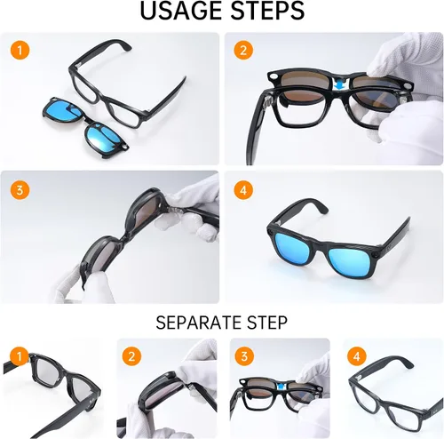 Vista 7 de HIBLOKS Clip polarizado para gafas inteligentes Ray-Ban Meta Wayfarer, Plateado