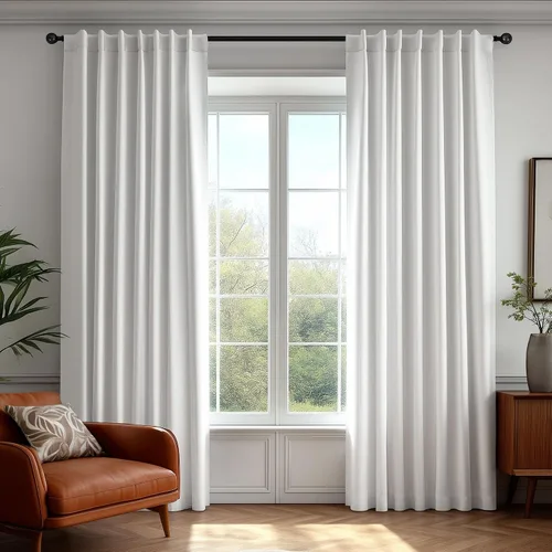 Vista 10 de Deconovo Cortinas de lino sintético 100% opacas con pestañas ocultas y cinta plisada, alzapaños incluidos, cortinas con aislamiento térmico