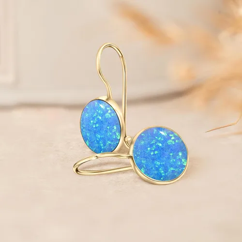 Vista 4 de 14K Gold Gemstone Drop Earrings - Birthstone Dangle - Solid Yellow Gold Dangle Earrings - Dainty Handmade Wedding Jewelry - Perfect Bridal or