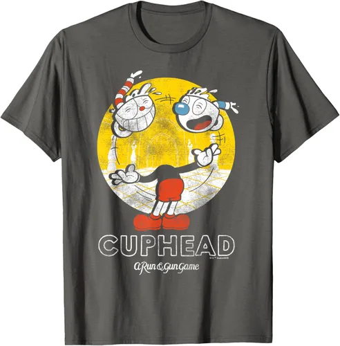 Vista 32 de Cuphead Camiseta con Mugman Head Malabarismo Negro