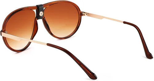 Vista 3 de FEISEDY Gafas de sol clásicas retro estilo piloto para mujeres y hombres, diseño de metal, vintage, de los años 70, gafas de sol redondas B4048