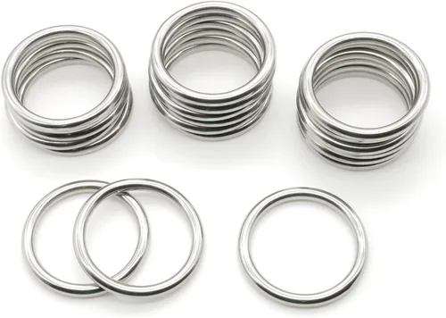 Vista 7 de 20 anillos redondos soldados de acero inoxidable 304 para cinturón de campamento, correas de perro, accesorios de equipaje