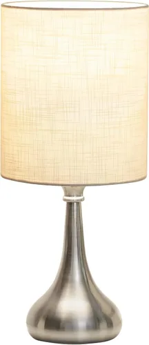 Vista 8 de Lámpara de mesa con control táctil, lámpara de noche regulable de 3 vías, lámpara de luz simple con pantalla de lámpara blanca y base de metal
