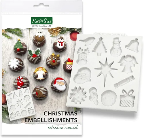 Vista 11 de Molde de silicona Katy Sue Small Bells para decoración de pastel de Navidad y manualidades - Hace 3 tamaños diferentes de racimo de campanas