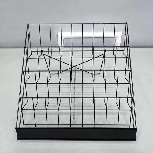 Vista 4 de FixtureDisplays® Estante de exhibición de alambre de 4 niveles de 18" para folleto de literatura, soporte de revista, estante de mesa, estantes