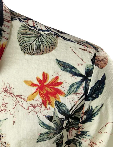 Vista 5 de JOGAL - Camisa hawaiana de manga corta con botones para hombre