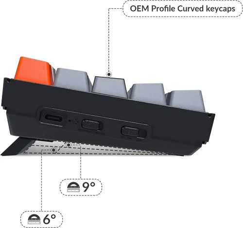 Vista 4 de Keychron Teclado mecánico inalámbrico K6 65 compacto de 68 teclas para Mac retroiluminación blanca intercambiable en caliente Bluetooth multitarea