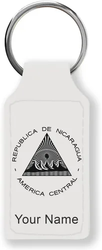 Vista 36 de LaserGram Llavero rectangular, bandera de Nicaragua, grabado personalizado incluido, Bambú