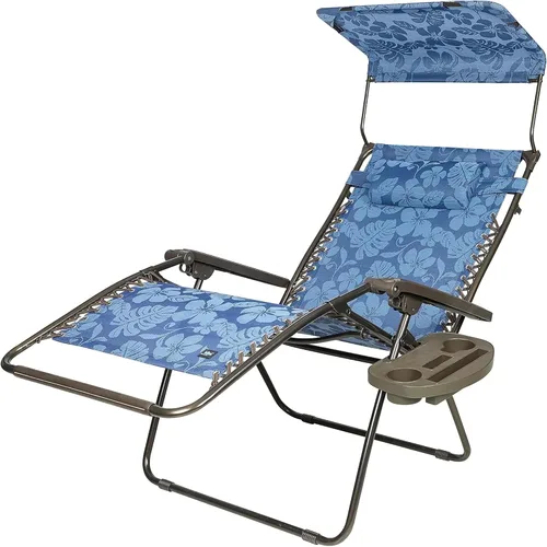 Vista 4 de Bliss Hammocks Silla de salón XL Zero Gravity, flor azul, 30 pulgadas de Azul Flores