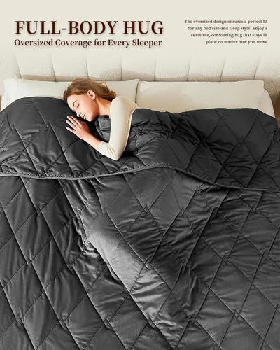 Vista 7 de L'AGRATY Manta con peso de tamaño Queen para adultos de 15 libras, 60 x 80 pulgadas, manta fresca y transpirable con cuentas de vidrio para dormir