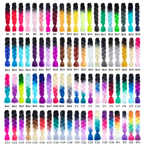 Vista 8 de 6 juegos de extensiones de cabello Kanekalon trenzado y sombreado, pelo de fibra sintética de alta temperatura de 24 pulgadas para trenzas crochet